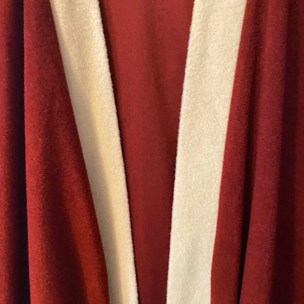 Vintage Sears Mens Burgundy Red Arnel Velour Wrap Robe One Size Belted - Picture 3 of 5